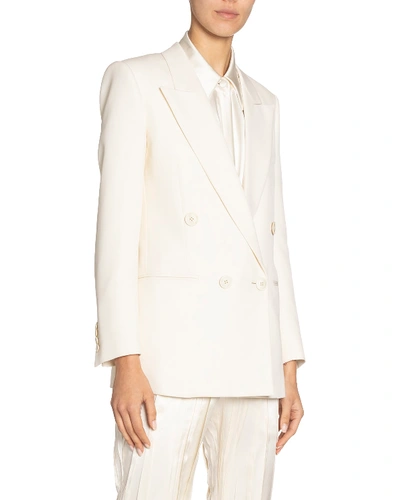 Shop Saint Laurent Wool Double-breasted Blazer In Off White