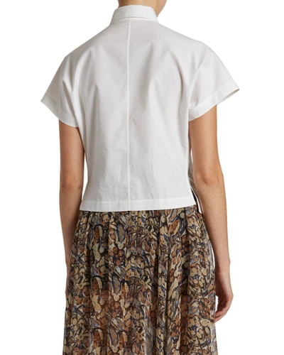 Shop Alaïa Poplin Short-sleeve Button-front Shirt In White