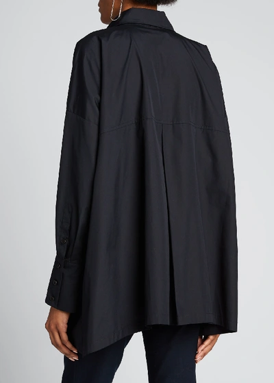Shop Eskandar Wide A-line Back Pleated Shirt In Black