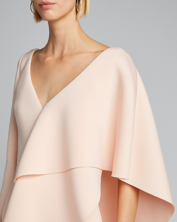 badgley mischka asymmetrical ruffle gown