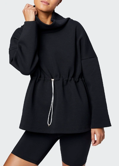 Shop Varley Barton Sweat Funnel Neck Pullover Sweatshirt In Black