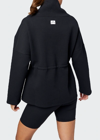 Shop Varley Barton Sweat Funnel Neck Pullover Sweatshirt In Black