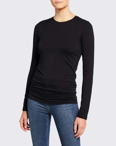 Shop L Agence Tess Long-sleeve Crewneck Tee In Black