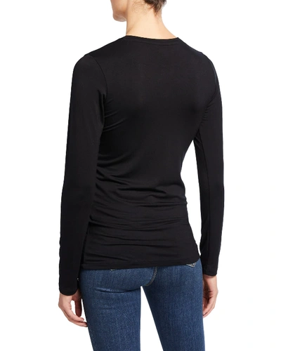 Shop L Agence Tess Long-sleeve Crewneck Tee In Black