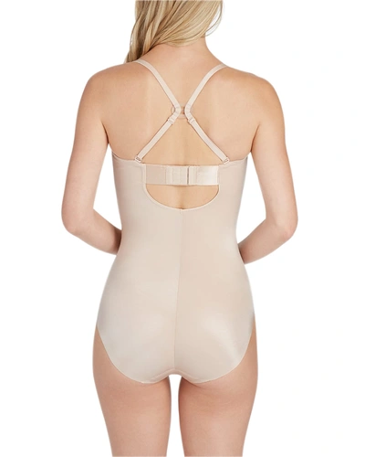 Shop Spanx Suit Your Fancy Strapless Cupped Bodysuit In Champagne Beige