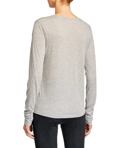 Shop Vince Essential Long-sleeve Crewneck Tee In Gray