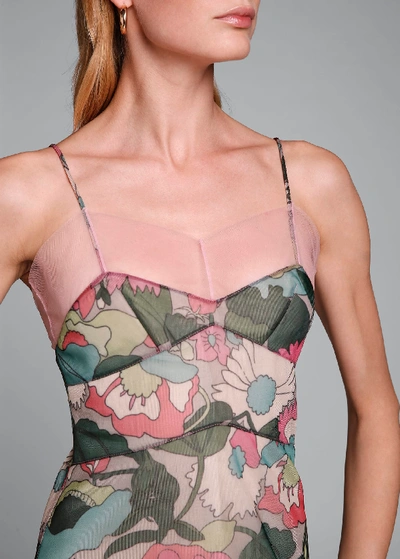 Shop Fendi Printed Floral Spaghetti-strap Dress In Pink Pattern