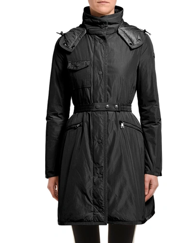 Shop Moncler Mauve Removable-belt Rain Coat In Black