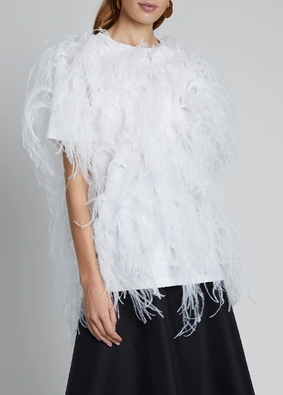 Shop Valentino Short-sleeve T-shirt With Feathers In White