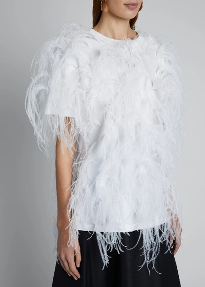 Shop Valentino Short-sleeve T-shirt With Feathers In White