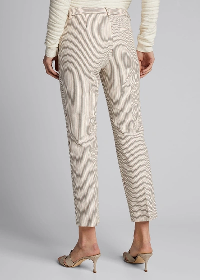 Shop Theory Treeca 4 Striped Straight-leg Pants In Ivory Multi