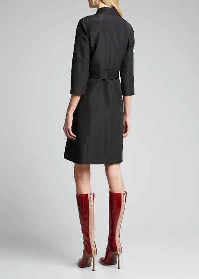 Shop Carolina Herrera Faille 3/4-sleeve Shirtdress In Black