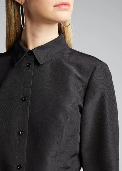 Shop Carolina Herrera Faille 3/4-sleeve Shirtdress In Black