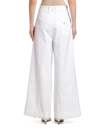 Shop Bottega Veneta Pleated Wide-leg Pants In White