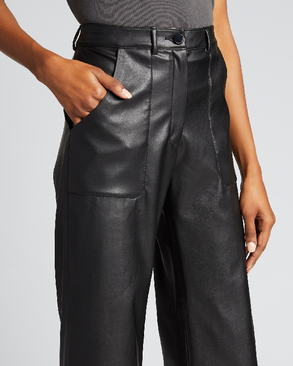 Elie Tahari Tara Faux Leather Wide-leg Pants In Black | ModeSens