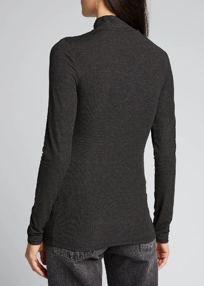 Shop Theory Ribbed Viscose Turtleneck Top In Black