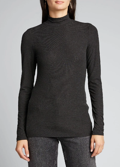 Shop Theory Ribbed Viscose Turtleneck Top In Black