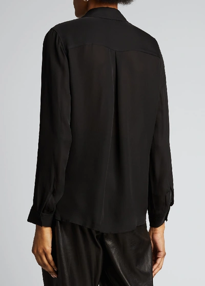 Shop L Agence Nina Collared Button-down Blouse In Black