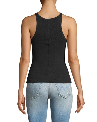 Shop Re/done Ribbed Scoop-neck Fitted Tank In Black