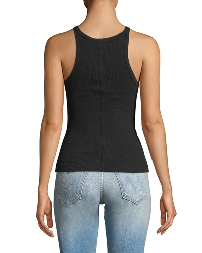 Re/done Ribbed Scoop-neck Fitted Tank In Black