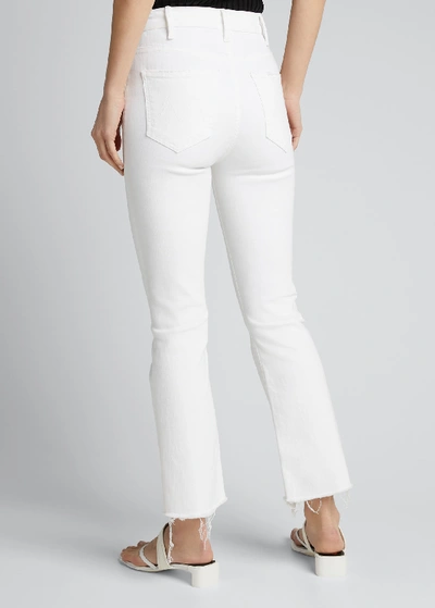 Shop Mother The Hustler Ankle Fray Boot-cut Jeans In White