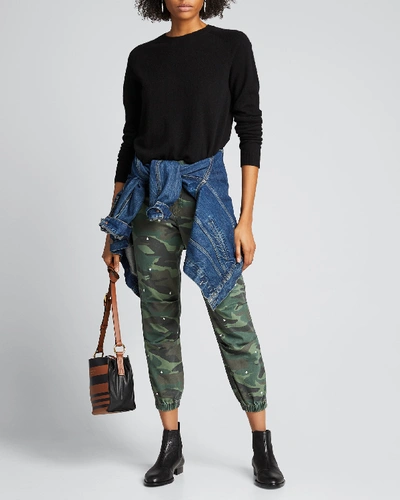 Shop Sundry Stars No 95 Camo Zip Jogger Pants In Green Pattern