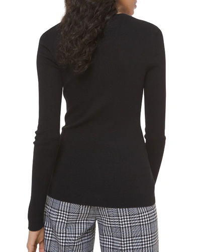Shop Michael Kors Cashmere Ribbed-knit Sweater In Black