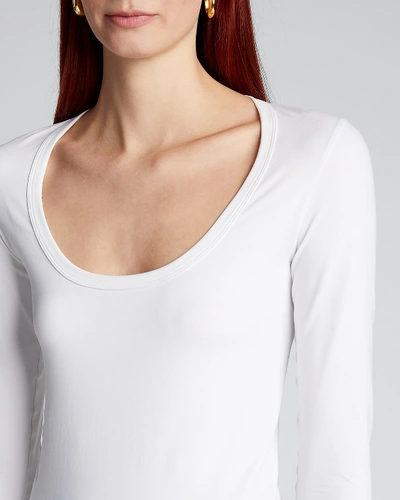 Shop Helmut Lang Scoop-neck Long-sleeve Shirt In White