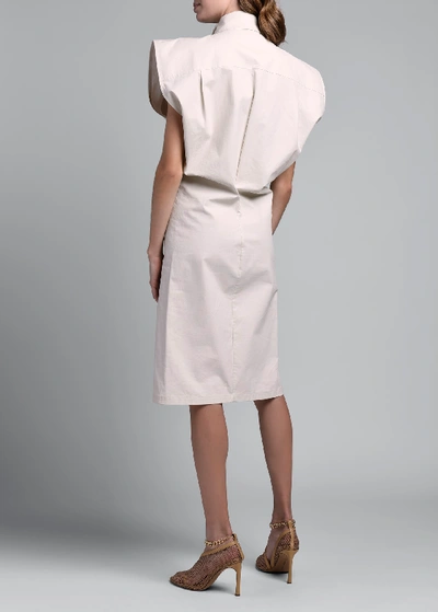 Shop Bottega Veneta Dramatic Cap-sleeve Button Front Shirtdress In White