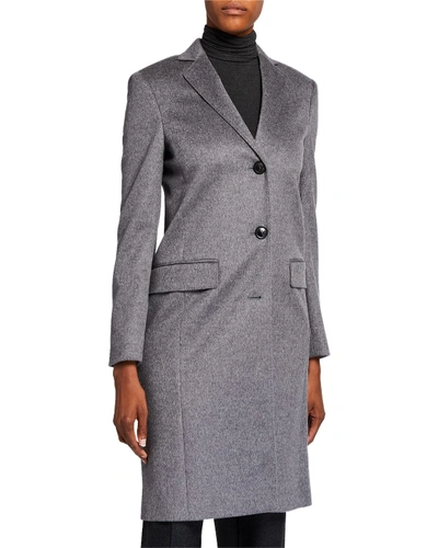 Shop Agnona Cashmere Single-breasted Slim Coat, Gray