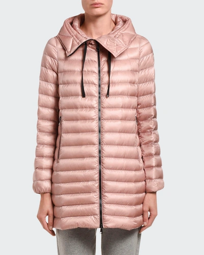 Shop Moncler Bleu Fitted Puffer Coat W/ Detachable Hood In Black