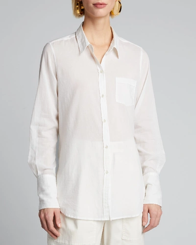 Shop Nili Lotan Cotton Voile Shirt In White