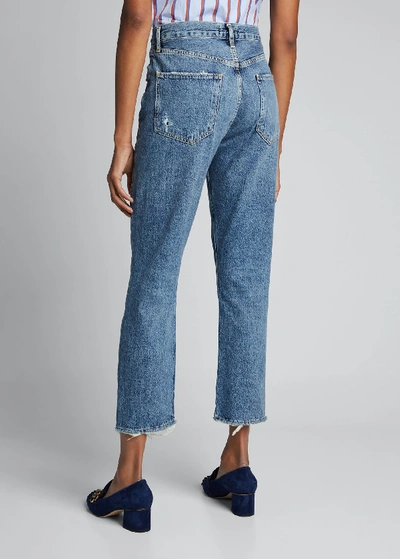 Shop Agolde Riley High-rise Straight Crop Jeans In Frequency