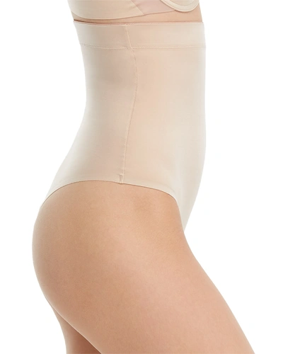 Shop Spanx Suit Your Fancy High-waisted Thong In Champagne Beige