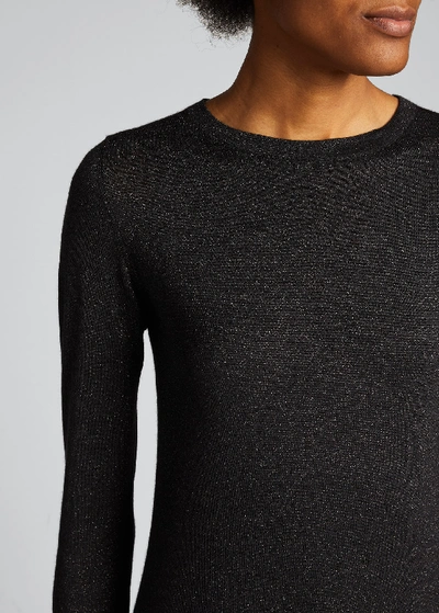 Shop Brunello Cucinelli Crewneck Long-sleeve Cashmere-blend Knit Pullover In Black