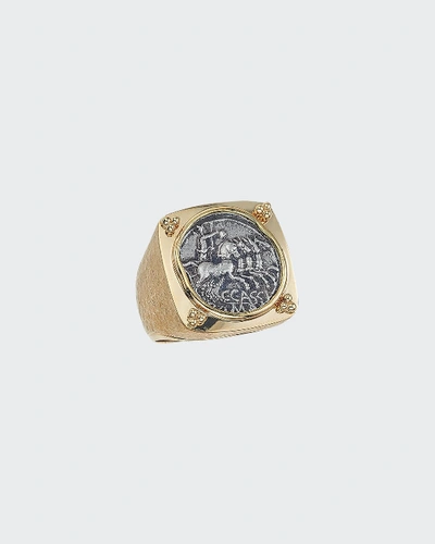Shop Jorge Adeler Men's Ancient Neptune Coin 18k Gold Ring In Yellow Gold