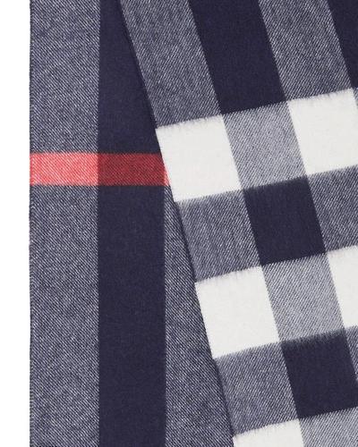 Shop Burberry Men's Half Mega Check Cashmere Scarf In Blue Pattern