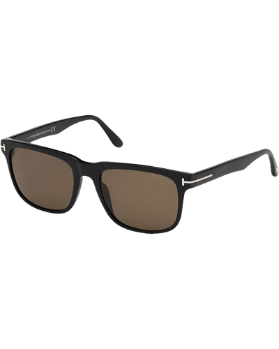 Shop Tom Ford Men's Stephenson Square Polarized Sunglasses In Black