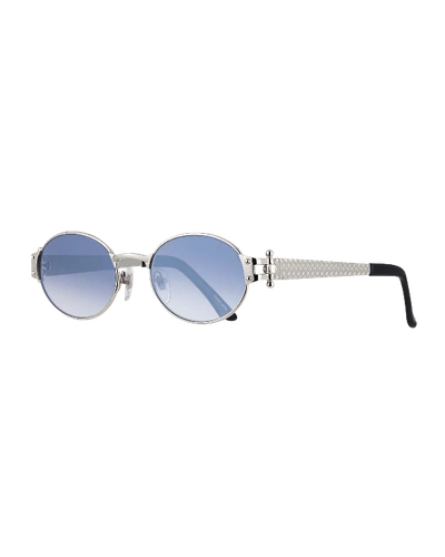 Shop Vintage Frames Company Men's 2000 Masterpiece Gold-plated Oval Sunglasses In Gray