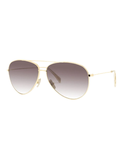 Shop Celine Men's Aviator Gradient Polarized Sunglasses In Silver