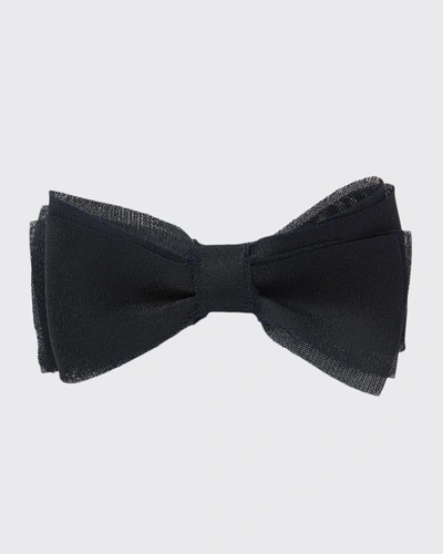 Shop Title Of Work Men's Layered Raw-edge Bow Tie In Navy