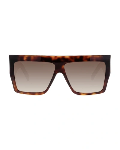 Celine Men's Chunky Rectangle Gradient Havana Sunglasses In Brown