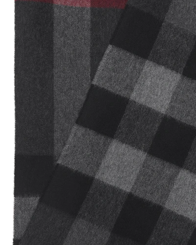 Shop Burberry Men's Half Mega Check Cashmere Scarf In Gray Pattern