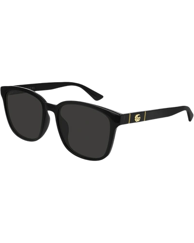 Shop Gucci Men's Square Solid Injection Sunglasses In Black