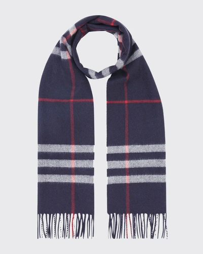 Shop Burberry Men's Giant Check Cashmere Scarf In Blue Pattern