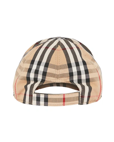 Shop Burberry Kid's Check & Icon Stripe Baseball Cap In Beige