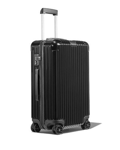 Shop Rimowa Essential Check-in M Spinner Luggage In Black Gloss
