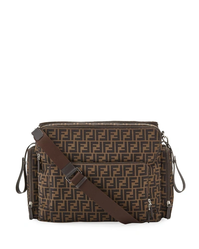 Shop Fendi Ff Logo Diaper Bag In Brown