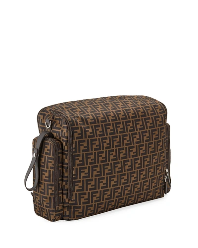 Shop Fendi Ff Logo Diaper Bag In Brown