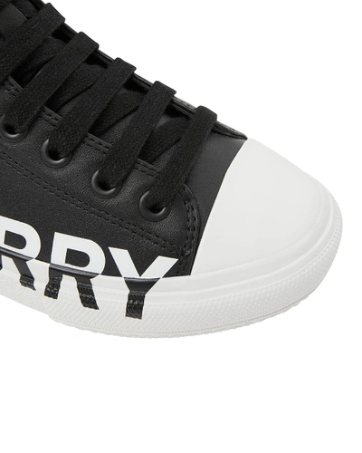 Shop Burberry Larkhall Leather High-top Sneaker, Toddler/youth Sizes 10t-4y In Black